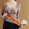 Women's Velvet Underwear with Chest Pad Autumn Winter Base Shirt Long Sleeve Thermal Underwear