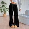 Pantaloni Capris Casual da Donna Stampa Monocolore Vita Alta