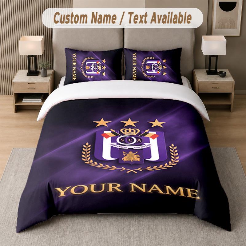Anderlecht FC Design Bedding Set Custom Text 1 Duvet Cover & 2 Pillow Cases
