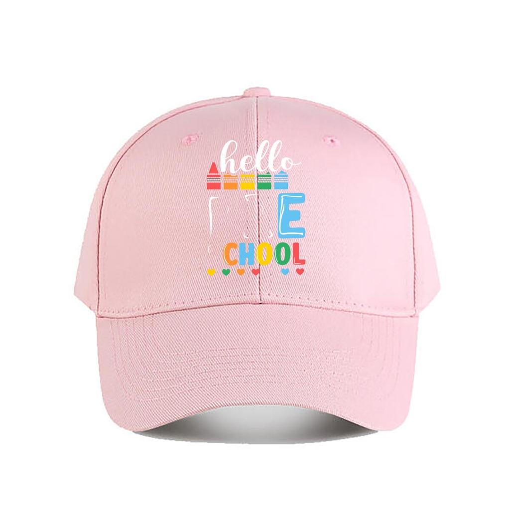 Hello School Crayon Heart Baseball Cap Fashion Unisex Sunhat Womens Outdoor Sports
