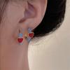 Korean Red Rose Zircon Stud Earrings For Women Luxury Crystal Flower Snowman Pearl Christmas Earrings Bride Wedding Jewelry Gift