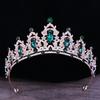 DIEZI Baroque Luxury Girls AB Red Green Blue Crystal Bridal Wedding Tiara Crown Bride Queen Headbands Hair Jewelry Accessories
