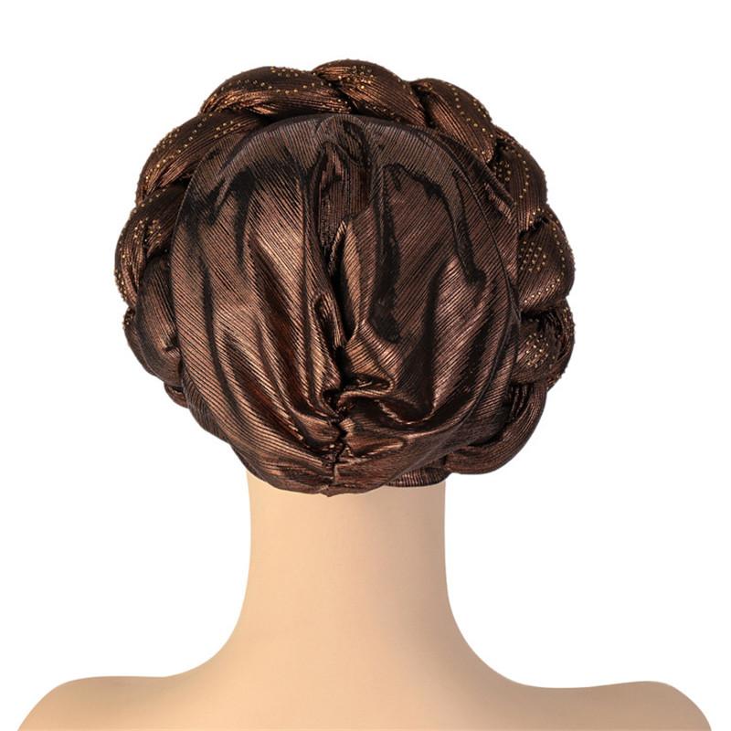 Glitter Rhinestone Braids African Headtie Women Turban Cap Head Wraps