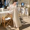 French Gentle Dress Women's New High-end Collar Temperament Holiday Dressing Gown Two-piece Set
