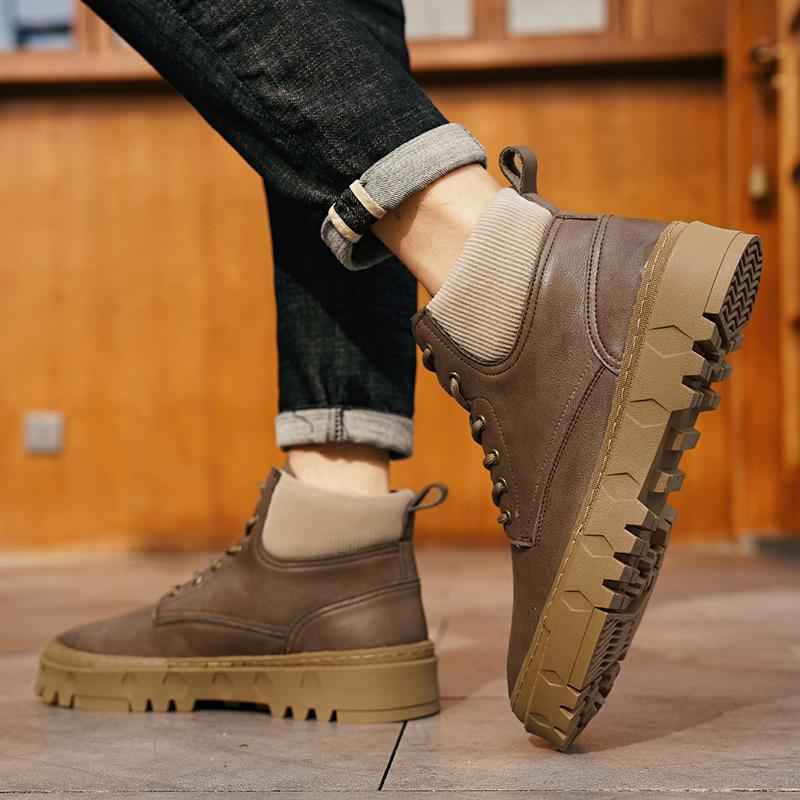 Модные мужские высококачественные кожаные зимние повседневные ботильоны роскошные — фото 3