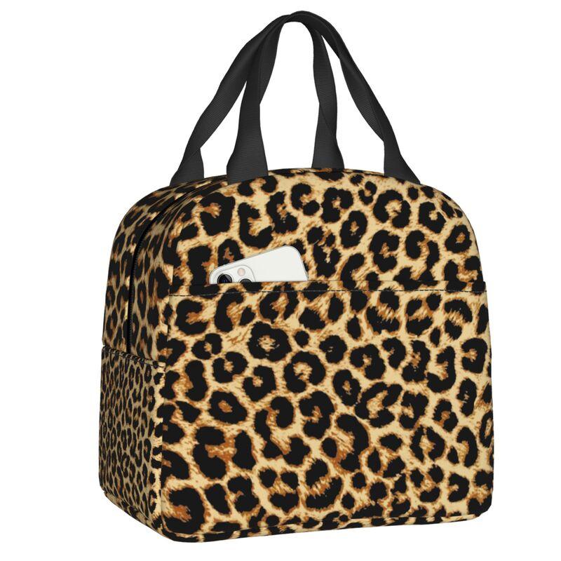 Borse Termiche Pranzo con Stampa Leopardo per Donne Pelle Animale Riutilizzabile Cooler Termico Cibo Pranzo Scatola Pranzo Lavoro Scuola Viaggio