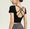 Temperament Naked with chest pad, beautiful back, short-sleeved T-shirt, women's sports running, yoga, dance, fitness tights