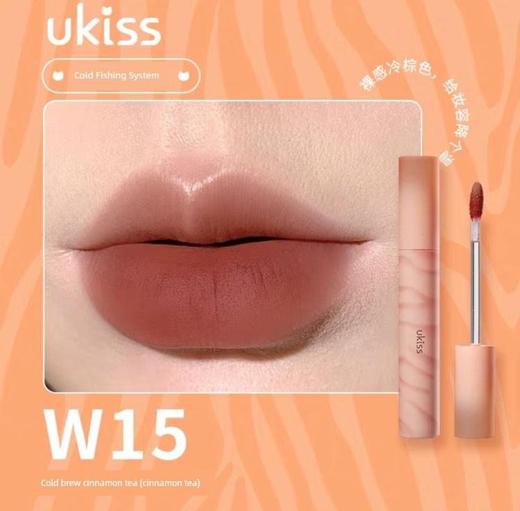 Ukiss Lip Dew W03 Water Mist Mirror Lip Lacquer Matte No Stain on Cup Fade Lipstick UKISS Lip Balm C05