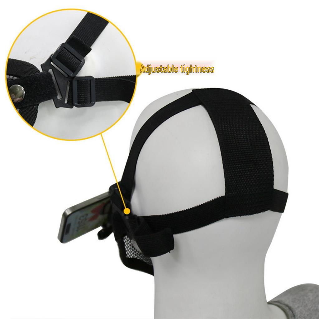 GoPro DJI Action Sports Camera Mount & Tactical Mask with Phone Holder - Half-Face Steel Wire Protective Gear