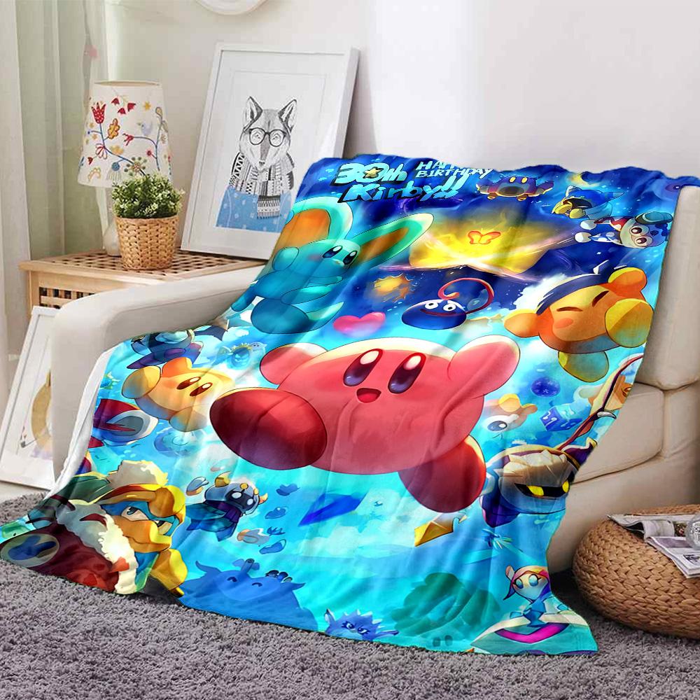 Kirby'S Colorful Journey Flannel Blanket Super Soft Warm Cozy Blanket For Sofa Bed Office Travel Allseason Home Decor Gift