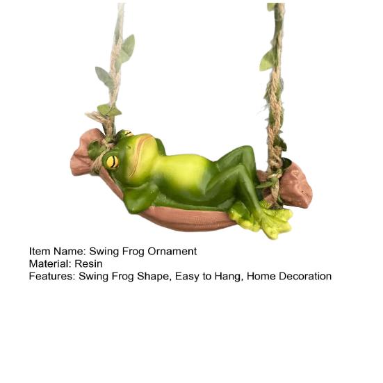 Ornament Agățat Broască Balansând Grădină Exterioară Agățat de Copac Statuetă Broască Culcată Dormind Rășină Desene Animate Animal Sculptură Decor