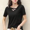 Sommer Kurzarm Frauen Weißes T-shirt Frauen V-ausschnitt Lose Koreanische Schwarz Top Casual Mitfühlende Trend T-shirt Frauen