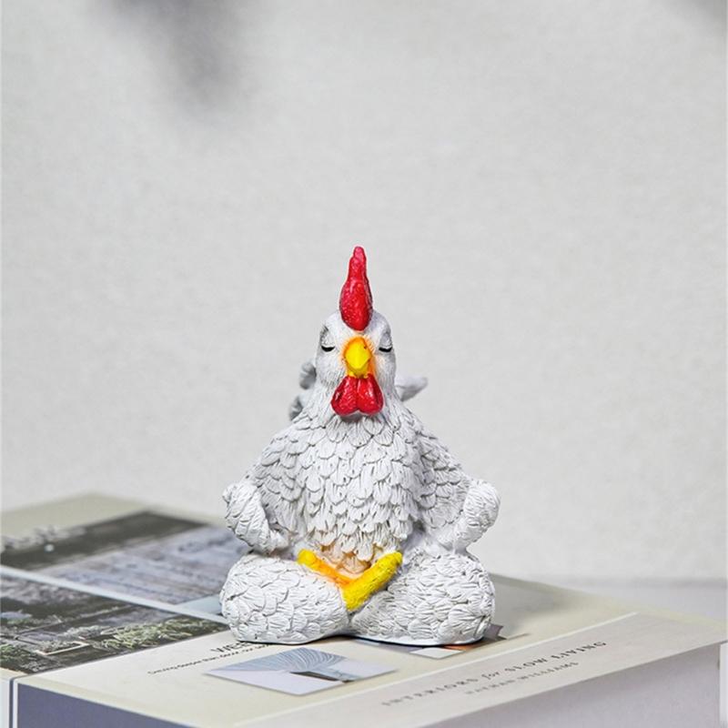 62KD Resins Rooster Decors Calming Meditations Gift For Home Office Desktop Decors