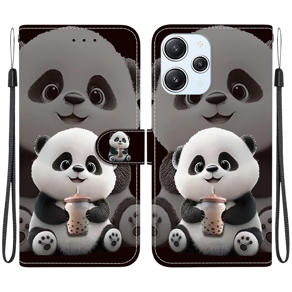 Handgefertigte PU-Leder-Klapphülle für Redmi 12 / Redmi 12 5G Rutschfeste Stoßfeste Hülle mit Handschlaufe & Herz/Rose Katze Designs