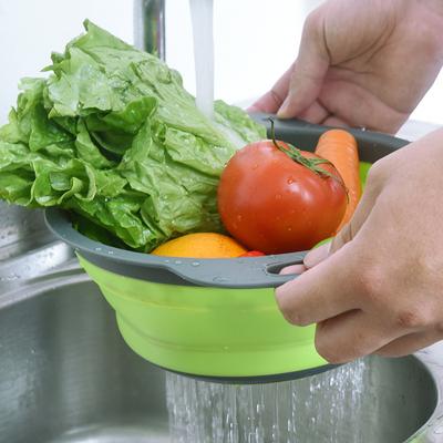 Faltbares Reinigungsbecken für Obst und Gemüse, Abtropfkorb aus Silikon, zusammenklappbares Sieb, zusammenklappbares Abtropfgestell für die Küche
