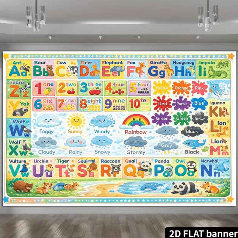 2D Preschool Educational Alphabet Poster Backdrop Photo Booth Fabric