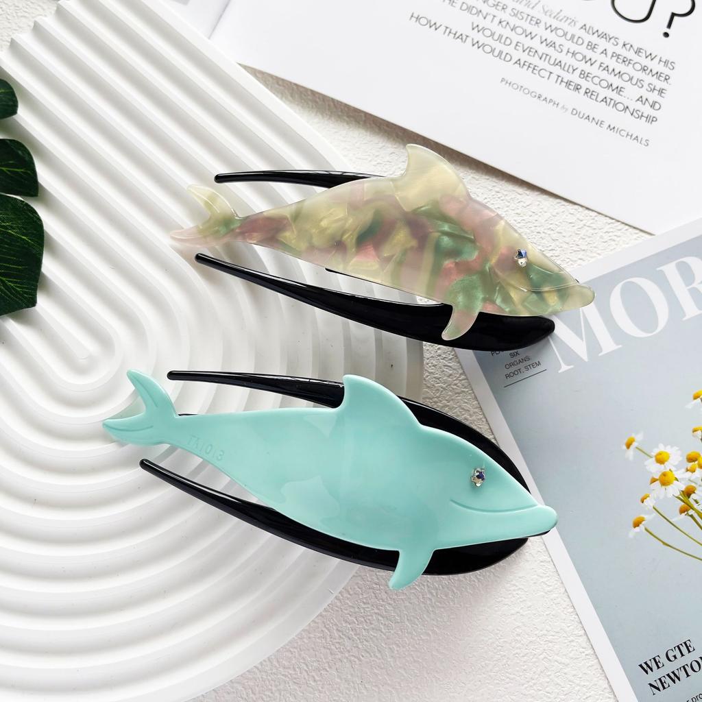 1pc acetate dolphin dovetail clip large horizontal clip, versatile hair gripper on the back of the head, suitable for thick hair