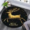 Golden Deer Round Area Rug,Carpet Rug for Living Room Bedroom Sofa Playroom Decor,Non-slip Floor Mat