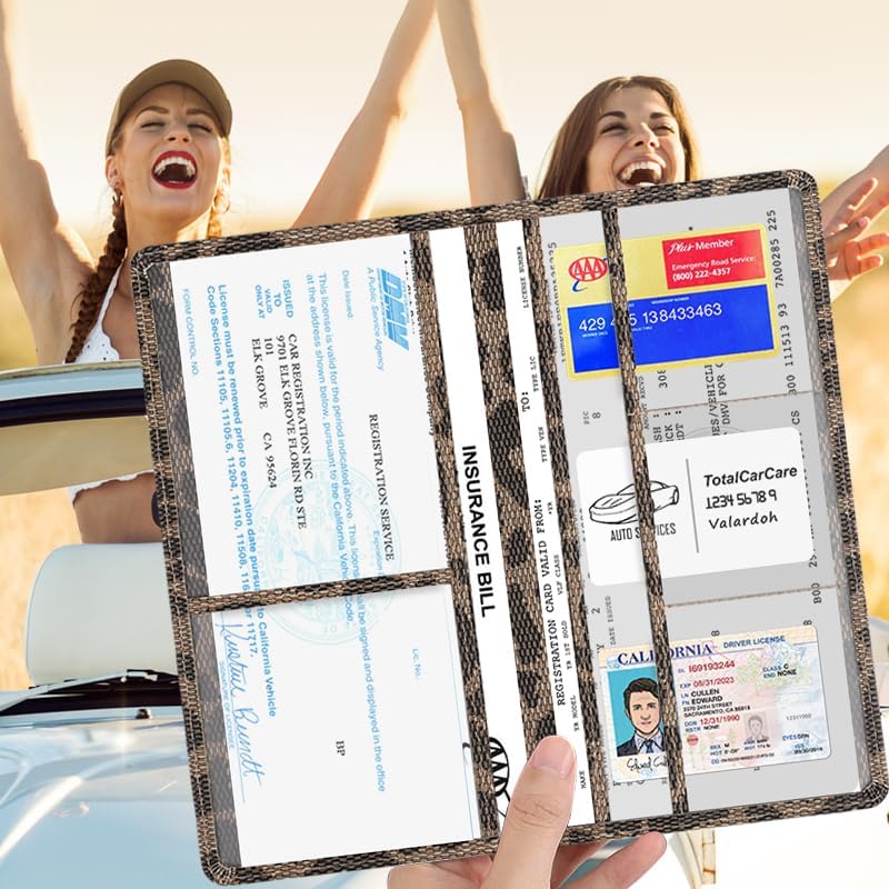 Valardoh Premium Car Registration and Insurance Card Holder, Car Document Holder for Cards, Driver License & other Essential Documents (Large,