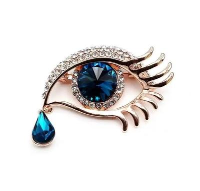 Creative Eye-Shaped Brooch Fashion Collar Pin Rhinestone Embellished Elegant Metal Alloy Decorative Accessory for Clothing