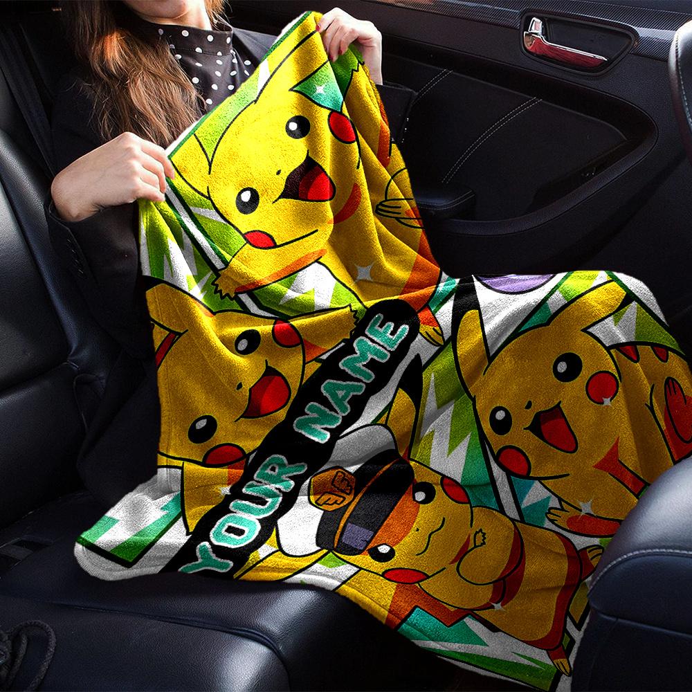 Pikachu Adventure Blanket Personalized Name Soft Warm And Versatile For Sofa Bed Office And Travel Machine Washable Comfortable In All Seasons Best