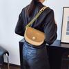 Women Fashion Solid Color Flap Small Saddle Shoulder Underarm Bags Fashion PU Leather Street Shopping Crossbody Bag Ladies Clutch Purse