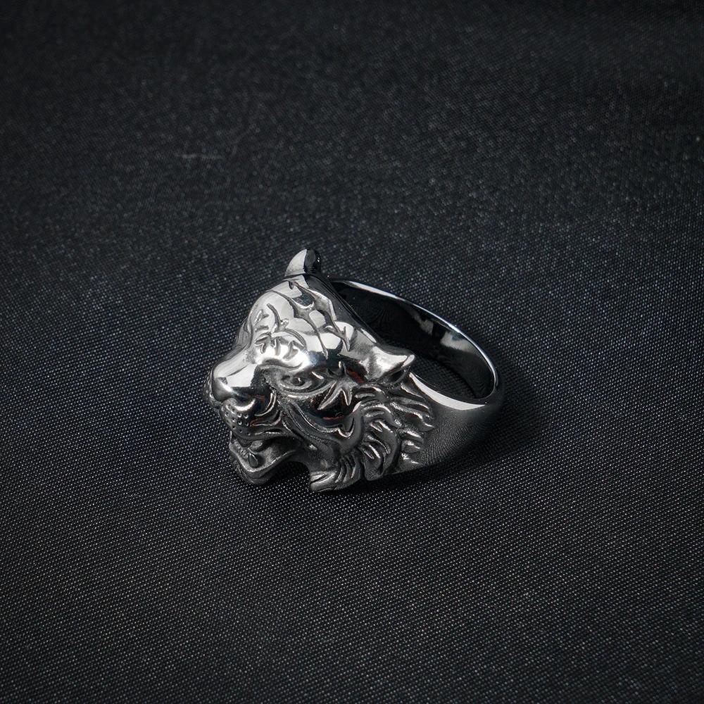 

High Quality Stainless Steel Tiger Head Signet Ring Hip Hop Vintage Edgy Bold Animal Rings for Trendy Men Jewelry 7
