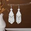 Ethnic Miao Silver Tassel Earrings - Retro Long Dangle Scenic Studs for Women