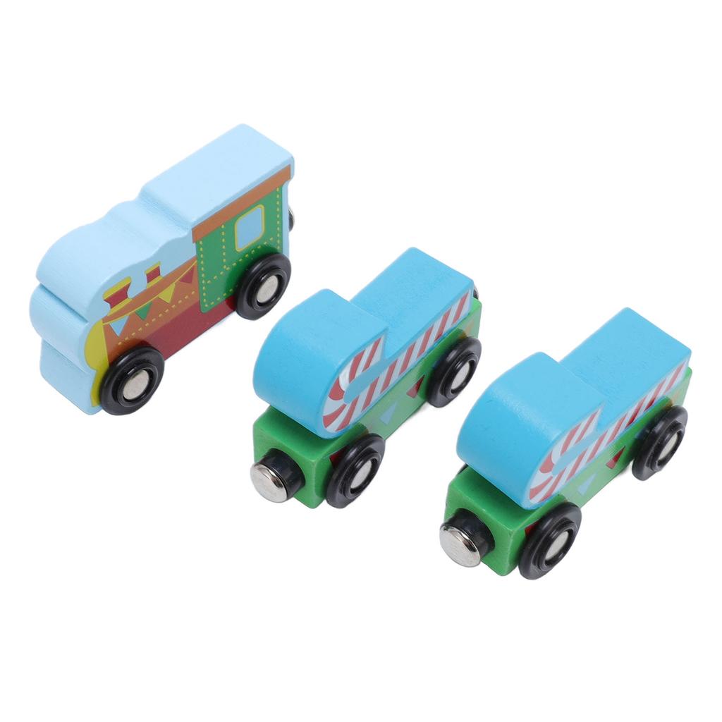 3ks Dřevěná Vláčkodráha Vláček Zábavní Park Multifunkční Kombinace Scén pro Děti