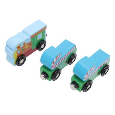 3pcs Wooden Train Set Amusement Park Train Multifunctional Scene Combination for Children