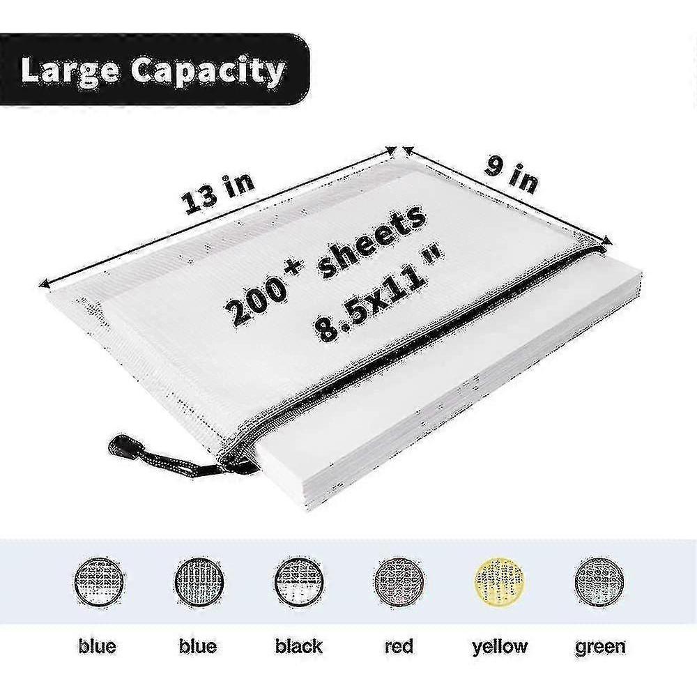 10pcs A3 Plastic Mesh Zipper Pouch Water-resistant Zip Bag For School Office Supplies, Puzzles & Games Organizing Storage - RiRi