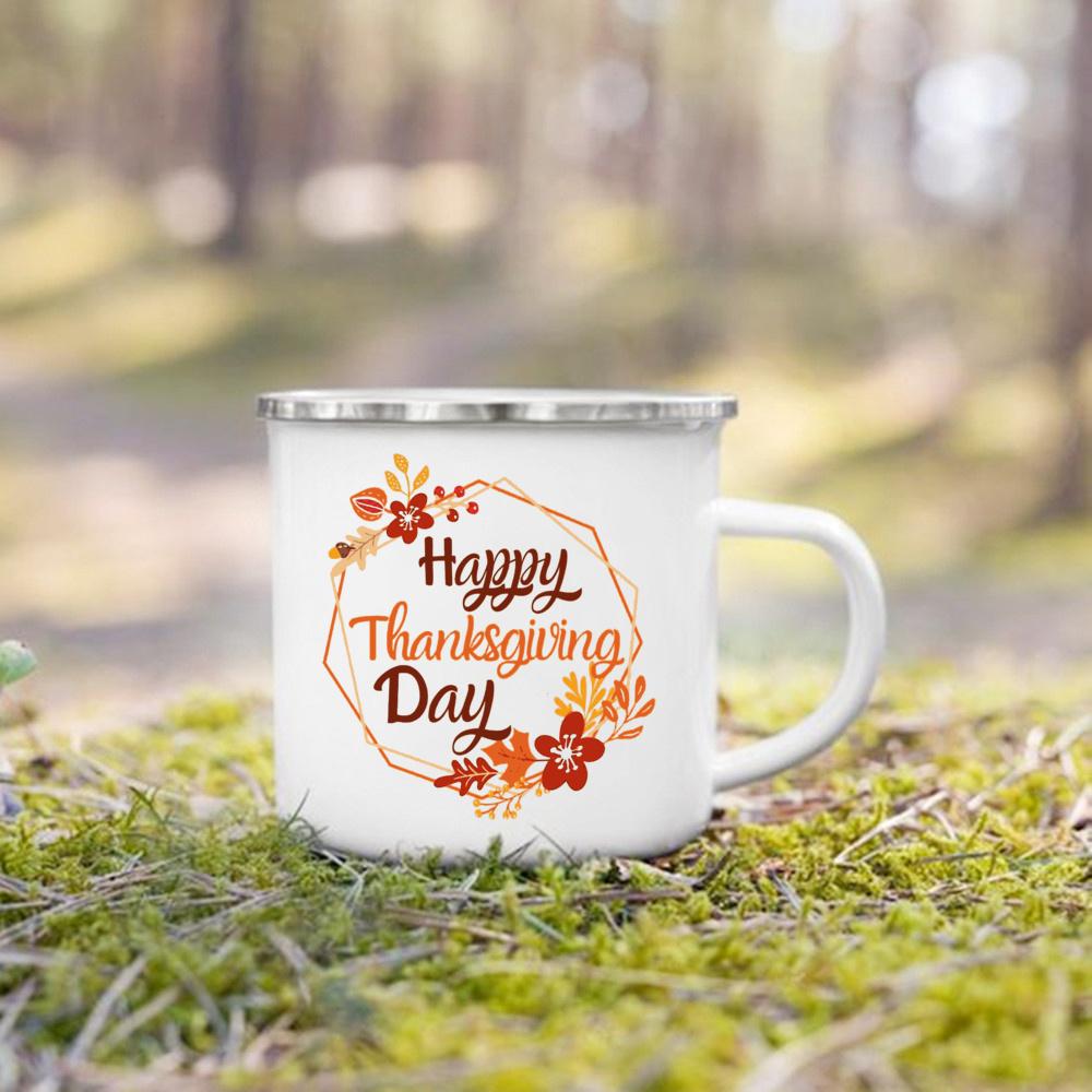 Just A Girl Who Love Fall Printed Creative Enamel Mugs Coffee Cups Holiday Party Wine Juice Handle Mug Best Thanksgiving Gifts