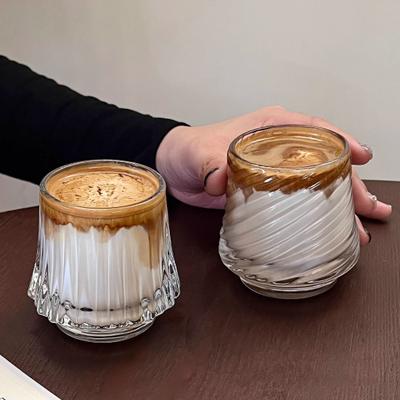 Volcano Texture Glass Coffee Cup 150ml Whiskey Tumbler with Embossed Design Heat & Cold Resistant Drink Cup for Espresso Latte Cocktails