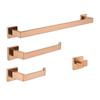 Brushed Rose Gold 304 Stainless Steel Bathroom Set: Towel Rack, Towel Ring, Paper Towel Holder, Hook.
