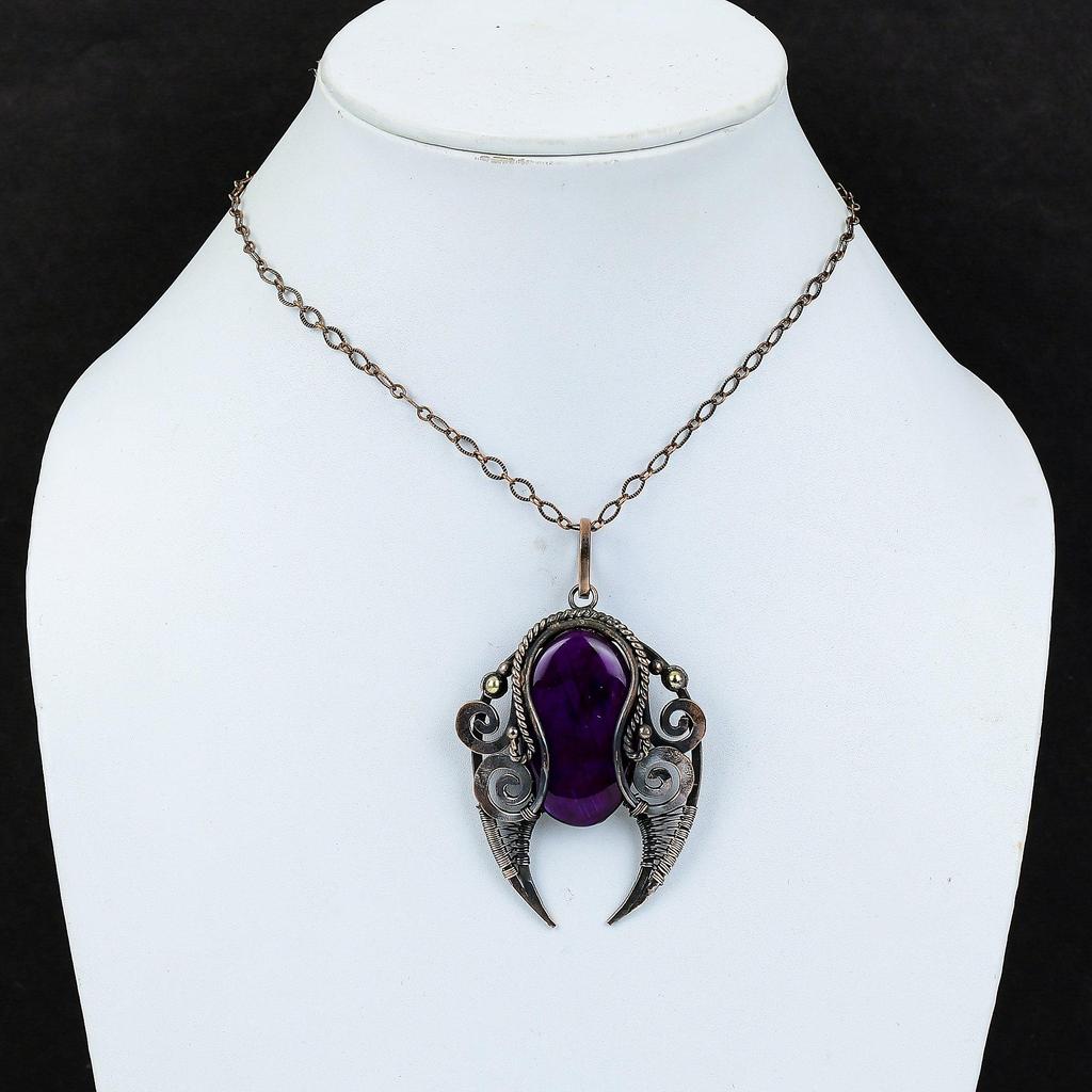 Purple Fire Labradorite Pendant Copper Wire Wrapped Pendant Real Gemstone Pendant Copper Jewelry Anniversary Gift Handmade Designer Jewelry
