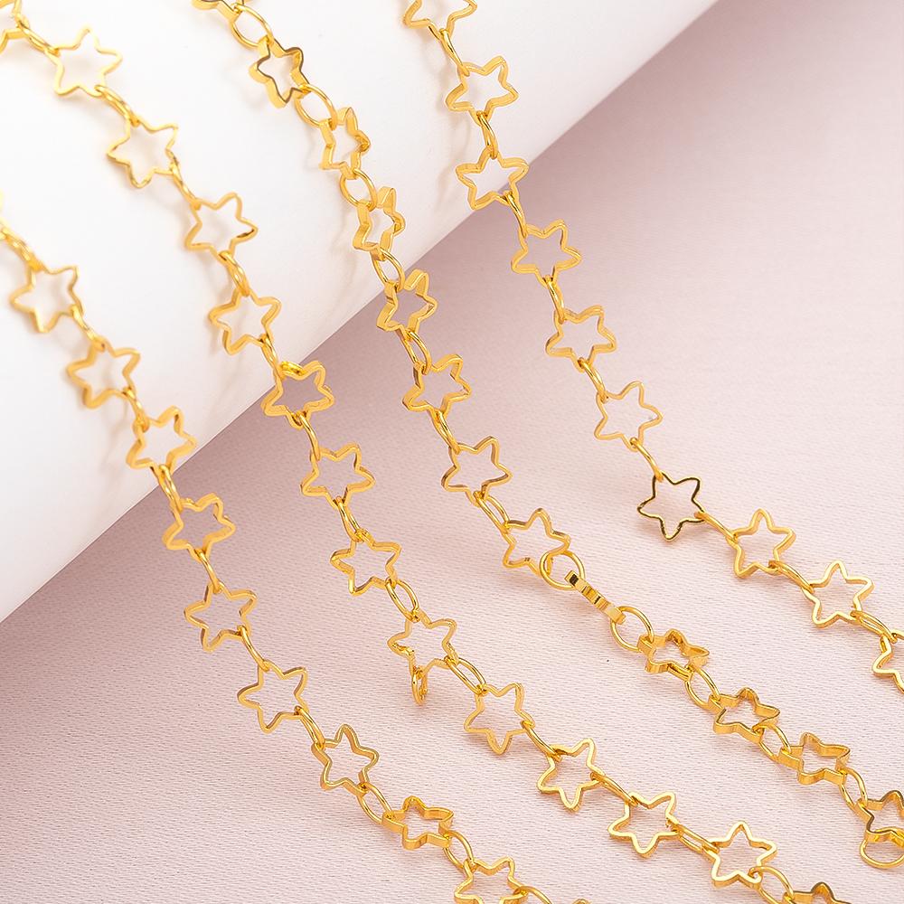 1Meter 3.2mm Necklace Heart Star Chain Gold Color Copper Link Chains Bracelet for Jewelry Making DIY Handmade Craft Wholesale