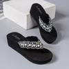 Slippers Women's Summer Decoration Sandals Outer Wear Fashion Eva Wedge Heel Clip Feet Beach Vacation Flip Flops Comfortable and Versatile
