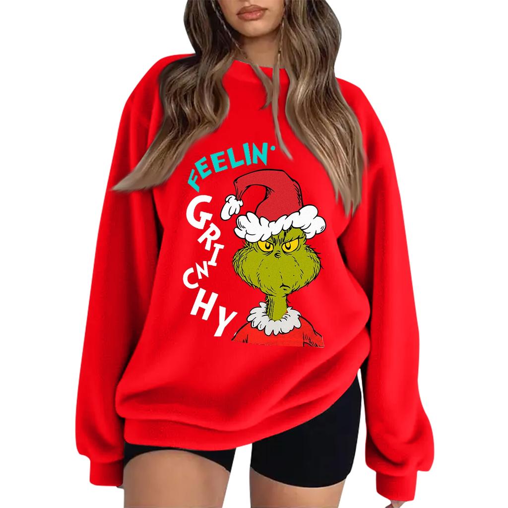 Women's Christmas Printed Flannel Sweatshirt Top