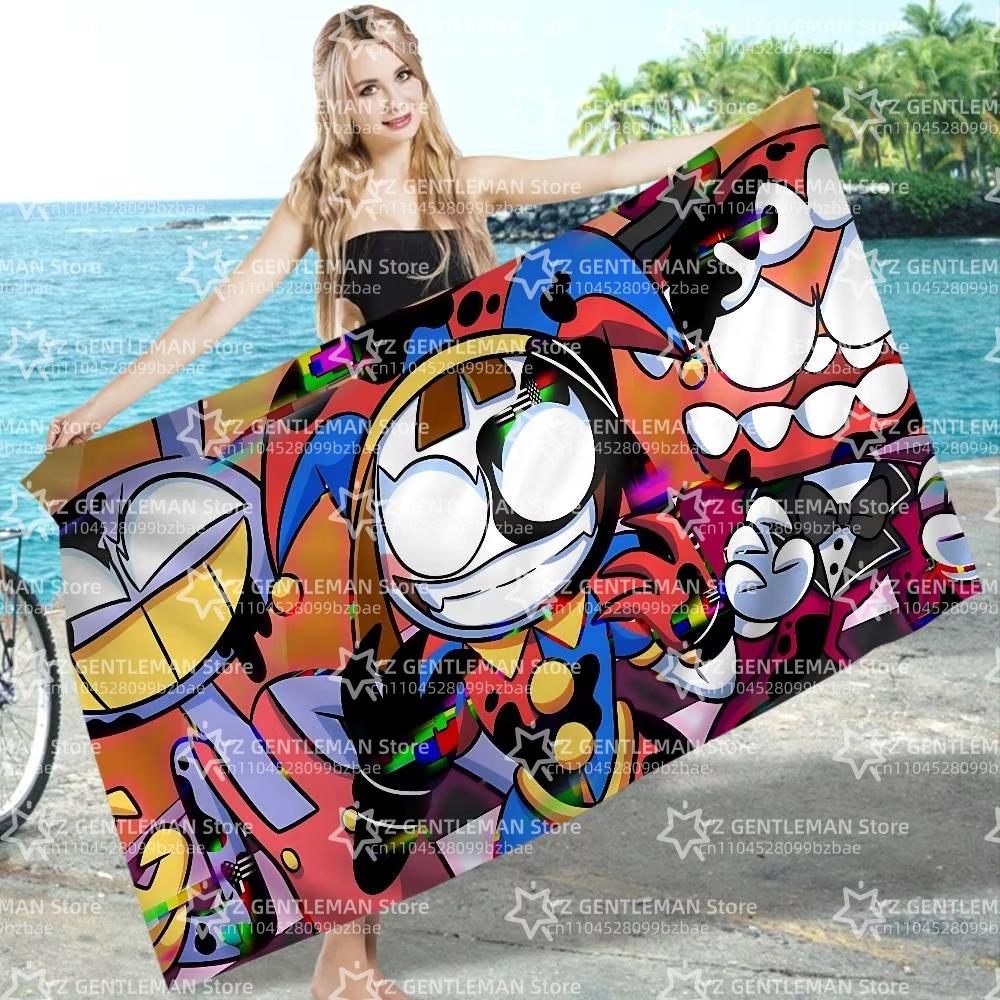 Popular Anime The Amazing Digital Circus Bath Towel Microfiber Soft Water Absorbing Breathable For Girl Kids Cartoon Beach Towel