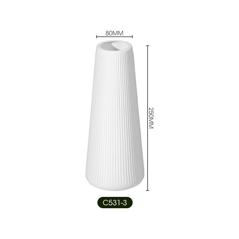 Nordic White Plastic Flower Vase with Artificial Flowers and Water-holding Capability