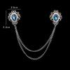 Retro Crystal Rhinestone Brooch, Suit Shirt, Tassel Chain, Lapel Pin, Women Men Jewelry, Alloy, Collar Brooch Pin