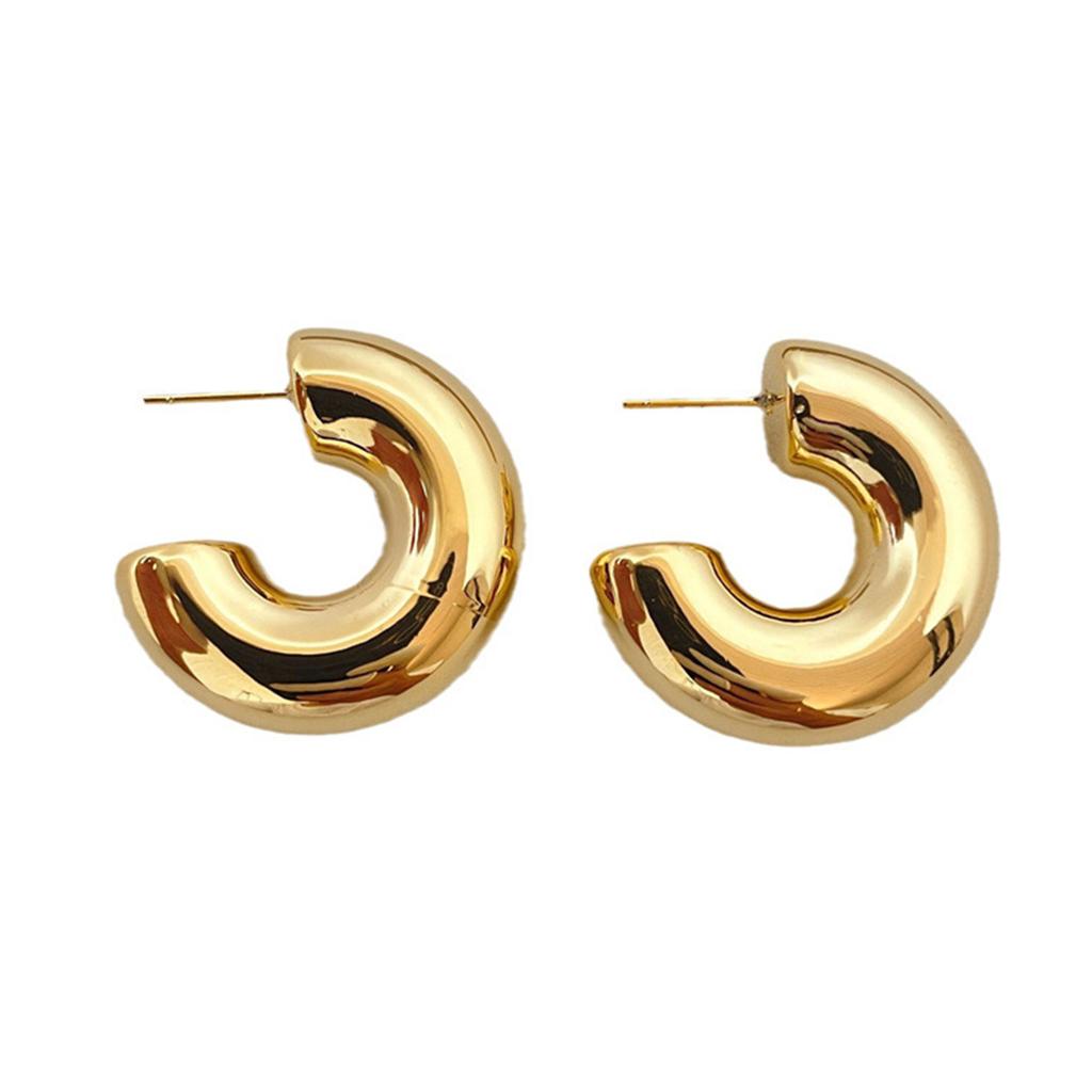 Punk Vintage Metal Hoop Earrings for Women Gold Silver Color C Shape Circle Geometric Earring Fashion Party Jewelry Gift