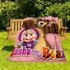 1pc Masha Bear Outdoor Blanket Lightweight Flannel, Soft & Warm, All-Season Use for Sofa, Outdoor, Camping, Living Room034