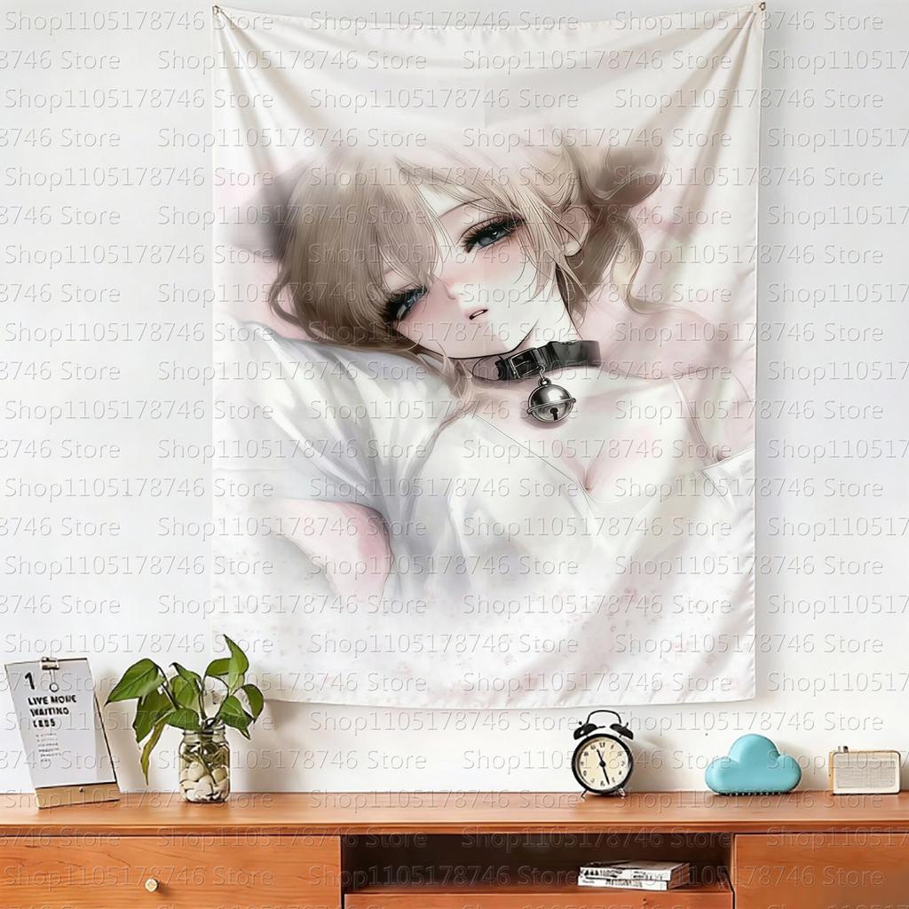 ins style girl hanging cloth cartoon dormitory bedroom bedside tapestry wall background cloth rental house decorative cloth
