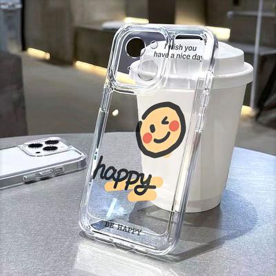 Winking Smiley Happy Day Transparent Soft TPU Phone Case for Xiaomi Redmi Note 15 14 13 12 11 10 9 Pro Plus 4G 5G Soft Cover