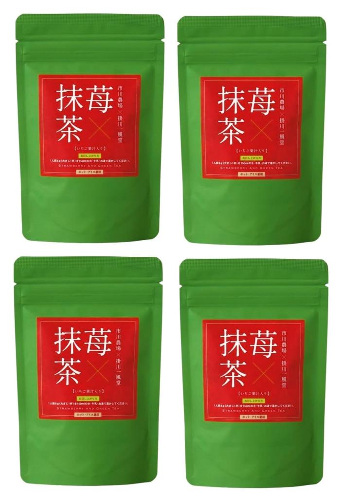 Ichikawa Farm Strawberry 45g X 4 Made In Matcha Drink Matcha, Bags, Japan, Powder,