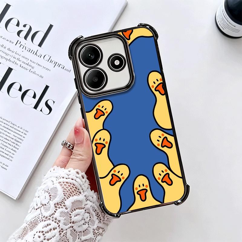 Cartoon Cute Duck Soft Phone Case For Xiaomi Redmi Note 14 15 Pro Plus 13 12 11S 11T 5G 10 9S 9 Plating Anti-Fall Fundas