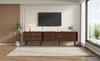 Mobile TV Grande 180 x 40 x 46,5 cm Effetto Legno di Noce con Due Cassetti, Due Ante a Rullo e 7 Piedi di Supporto. Adatto per TV fino a 80 pollici.