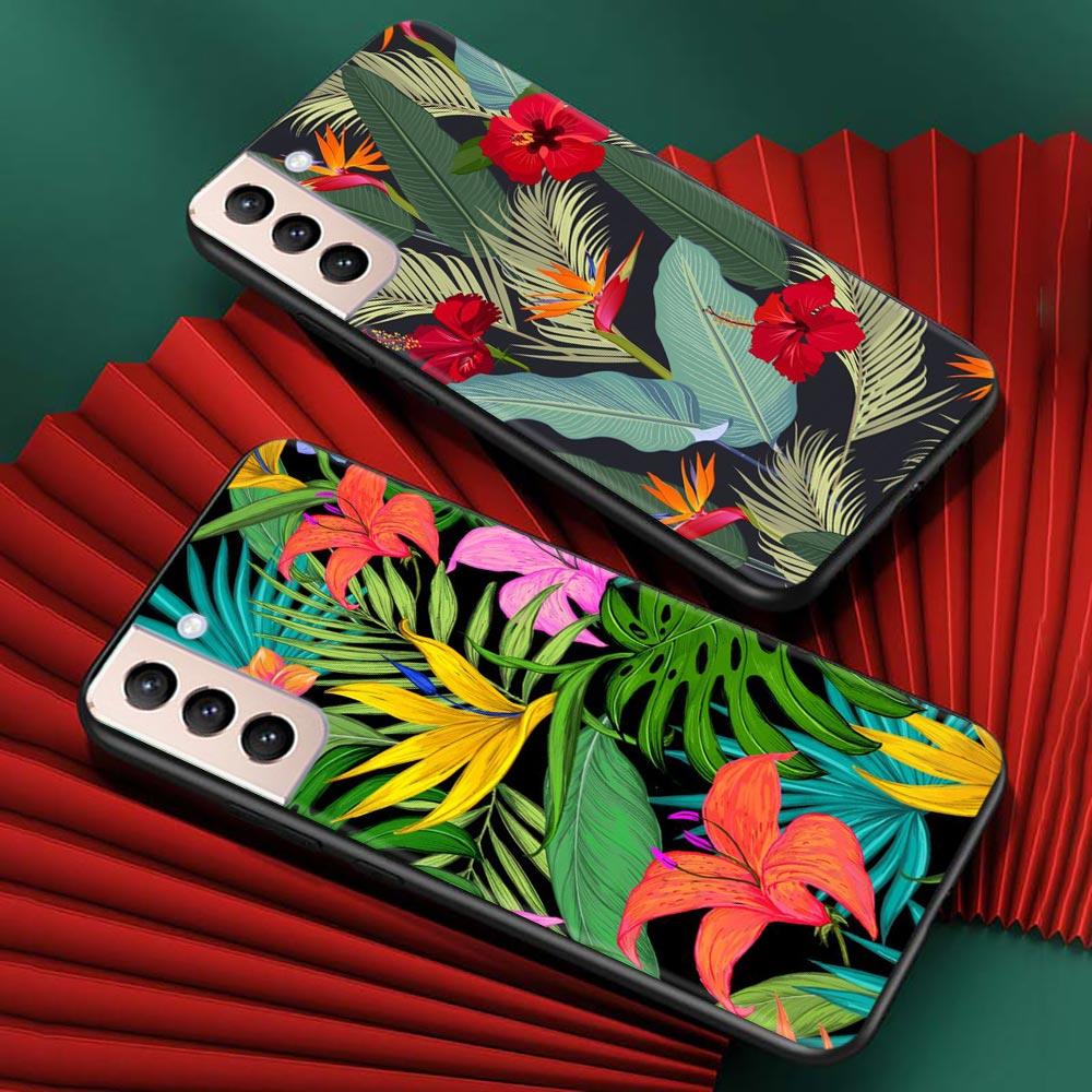 Shell für Samsung Galaxy S21 S20 S10 S9 S8 Plus Ultra 5g S10lite S10e S7edge S20 S21 Fe Abdeckung fall Vintage Bananen Blatt Blume