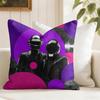 DDaft PPunk Band Cushion Cover Eco Linen Pillow Case DoubleSided Print Breathable Durable Zipper Home Decor Gift